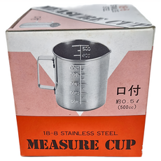 日本刻度 18-8 不銹鋼量杯, 500ml, 1個