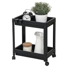 樂嫚妮 多用途層架 附輪, 黑色, 2層