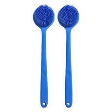 矽膠洗澡洗背刷,食品級矽膠安全材質,防滑手柄設計, 天藍色, 1支, 2支
