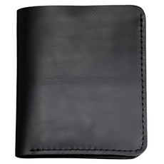 真皮頭層牛皮極簡男士4卡位短夾 錢包 男夾, 10 x 8.5cm, 黑色
