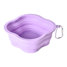 Truly House 四葉草馬卡龍寵物折疊碗 500cc 紫色 食品級矽膠, 1個