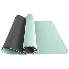 德利生活 瑜珈墊tpe 60x183x0.6cm 抹茶綠+深灰 雙面防滑, 1入
