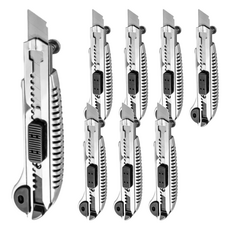 大美 工刀 E115, 15.5 x 3cm, 105g, 4入, 重型美工刀, 塑膠+金屬, 8個