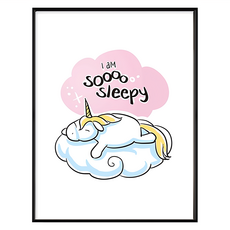 獨角獸 So Sleepy 裝飾畫, 黑色