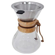 松木分享壺組, 400ml分享壺(贈濾網), 耐熱玻璃, 松木手柄, 不鏽鋼濾杯, 400ml, 1組