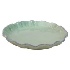 美濃燒 荷葉邊9吋平皿 - 日本製 陶瓷 寬24cm 高4cm, 淡綠釉, 9皿, 1個