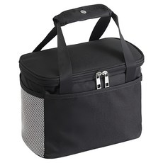 iSFun 極簡日式 大容量手提保冷保溫便當包, 黑色, 1個