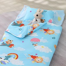 鴻宇寢飾 防蹣抗菌精梳棉兒童睡袋 飛雲之下 台灣製, 飛雲之下 藍色, 150 x 135cm