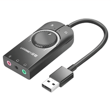 UGREEN 綠聯 手機電腦通用版 5cmUSB聲卡帶音量調節音效卡 70 x 33.5 x 13.5mm, CM129, 1個