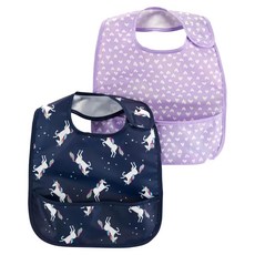 卡特 carter's 防水接漏圍兜口水巾2件組 獨角獸 + 紫愛心 柔軟舒適 易清潔