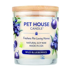PET HOUSE 室內除臭寵物香氛蠟燭, 野生藍莓香氛, 255g, 可重複使用, 1罐