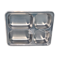 FANCY LIFE 不鏽鋼分隔餐盤 304不鏽鋼材質 附防塵保鮮蓋, 銀色, 1個