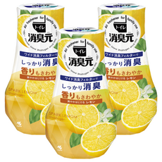 小林製藥 廁所芳香消臭元 檸檬清香 400ml, 大尺寸濾紙, 有效去除空氣臭味, 3個