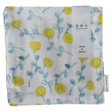 星燈社 小黃花 杯墊 茶布 正面100%棉 背面棉麻 日本產, 1條