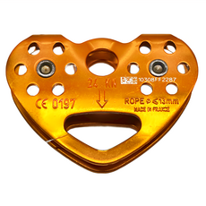 PETZL TANDEM CABLE 不鏽鋼直列式雙滑輪, 斷裂負荷:24kN，顏色:橘色, 258g, 黃色