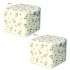 小麥購物 花朵棉被衣物收納袋 L179 100L 綠色花朵 (50 x 40 x 50cm) 加厚無紡布材質, 2個