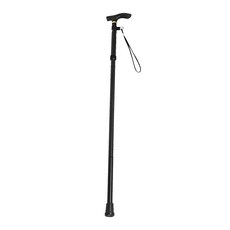 OMG 超輕鋁合金登山健行杖 4節伸縮折疊款 黑色 輕巧便攜, 伸縮高度82~92cm 折疊27cm 管徑2.2cm, 1支