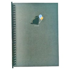 O Cat 斬形貓26孔DIY封面 可愛貓咪造型 自由更換內頁 學生上班族適用, 1入, 黑