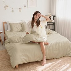 BUHO 布歐 素面文青300織100%純天絲雙人特大薄被套 6ST32, 8 x 7尺, 奶油卡其