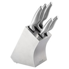 MUHLER 刀座 + 不鏽鋼刀具5件組, 主廚刀 + 魚肉刀 + 剔骨刀 + 萬用刀 + 削皮刀 + 刀座, 1組