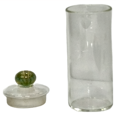 花釦茶葉罐 Set 綠花/藍花 蓋(Ø:89mm H:82mm) (Ø:46mm H:127mm) 特硬料玻璃, 1組