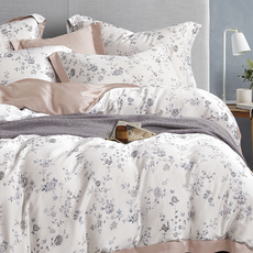 Prawear 巴麗維亞 60支100%天絲兩用被床包4件組-愛洛花園, 愛洛花園 白色, 雙人 特大 7尺, 被子 + 床墊套 + 枕套組