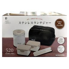 珍珠金屬 不鏽鋼便當罐 附袋子 白色 HC-8, 520ml, 1個