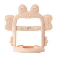 tgm 不吃手白金矽膠穿握固齒器, Teether + 收納盒, 粉蟹, 1個