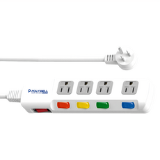 POLYWELL 電源延長線5切4座 3孔, 180cm, PW15-T05-B020, 1個