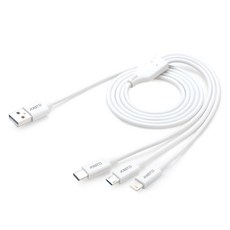 RASTO RX56 Lightning+TypeC+Micro三合一充電線, 1m, 白色, 35g, 1條