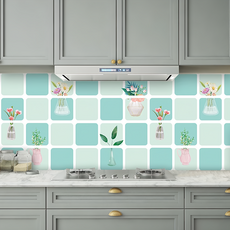 半島良品 炫染廚房防油貼磁磚貼 花辰月夕, 1個
