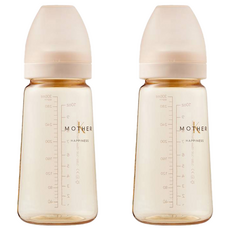 MOTHER-K 精粹極簡PPSU奶瓶 醫療級PPSU材質 寬口奶嘴通用 刻度精準掌握飲量 橢圓瓶身好握, 晨曦白, 280ml, 2個