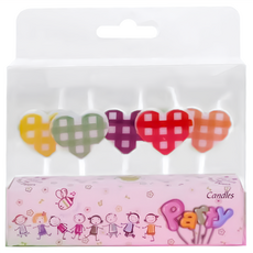 愛心蠟燭套裝 5個入, 1組, 彩色格子