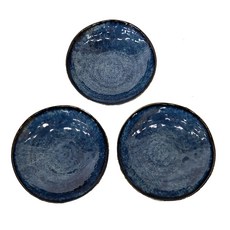 KYODO 美濃燒 紺窯変 點心盤 沙拉碗 Set 3個, 1組, 3件組點心盤, 湛藍色