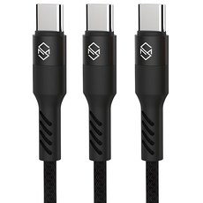 SINJIMORU 繩索C型高速充電線, 1m, 黑色, 3條