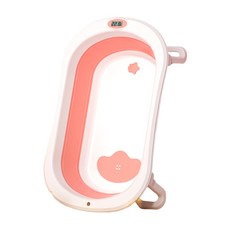 哩哩摳摳 lilikoko 感溫型水塞兒童澡盆 粉色，摺疊設計不佔空間，底部防滑, 1入