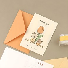 Dash and Dot 蓬鬆小熊留言卡 4入組 - 微風鬱金香, 涼鞋鬱金香, 1組