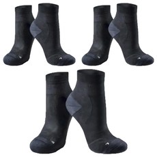 Power Max 全鎖跟貼紮型運動襪 Set 3雙, 足弓U型加壓, 穩定支撐, 散熱排汗網, L, 黑色