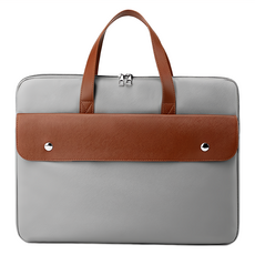 喜悠力 極簡設計防潑水手提電腦收納包 43.5 x 33cm, 1個, 灰色 + 棕色