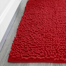 G+ 居家 雪尼爾長毛止滑墊 熱情紅 超細纖維材質 強力防滑 超吸水速乾, 130 x 40cm