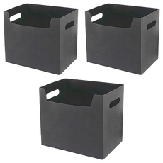 仿皮革桌面收納盒 F0432 3個, 黑色, 1組