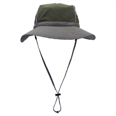 JAR嚴選 情侶款戶外涼感登山帽 UPF50+ 遮蔽率≥99% 8色雙色配帶, 均碼, 灰邊軍綠