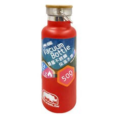 RHINO 犀牛 竹片鋼蓋雙層不銹鋼保溫壺, 洋紅色, 500ml, 1個