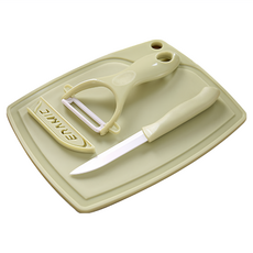 Great Mom 陶瓷刀削皮器砧板組, 廚房工具組合，高硬度耐磨損不生鏽, 1組