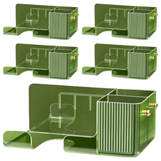 無痕免釘壁掛 吹風機置物架 尺寸 21.8cmX11cmX8.6cm, 透綠色, 5個