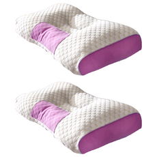 分區護頸SPA枕, 100%聚酯纖維面料, 針織按摩枕, 貼合頸部曲線, 紫色, 2個, 45cm x 75cm±5cm