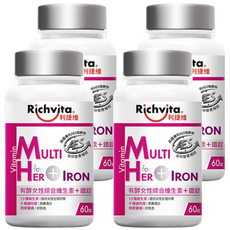 Richvita 利捷維 有酵女性綜合維生素+鐵 60顆, 含多種維生素及礦物質，促進新陳代謝，給你好氣色, 4瓶