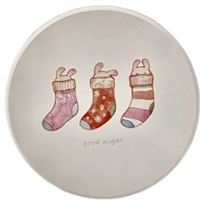 小清新系列 珪藻土吸水杯墊 圓 6個, 晚安兔子, 1組