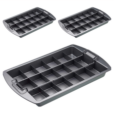 KitchenCraft Chicago 18格不沾布朗尼烤盤3件組, 1組