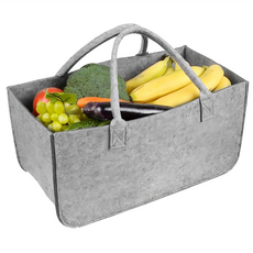 AHOYE 超大容量毛氈購物袋 50 x 25cm 簡約時尚 可折疊收納, 灰色, 1個